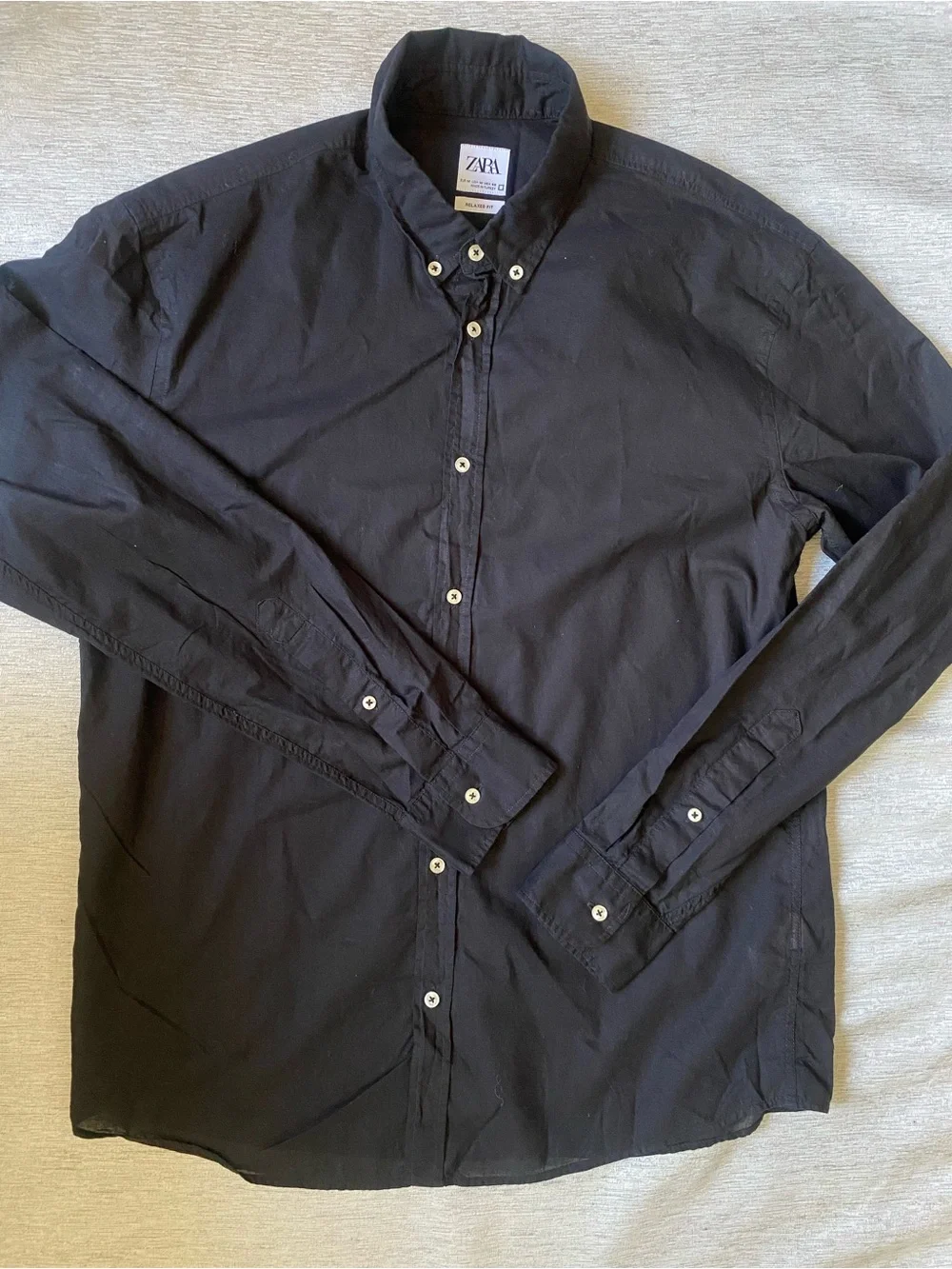 Zara Men's Black Lightweight Cotton Casual Shirt Size M